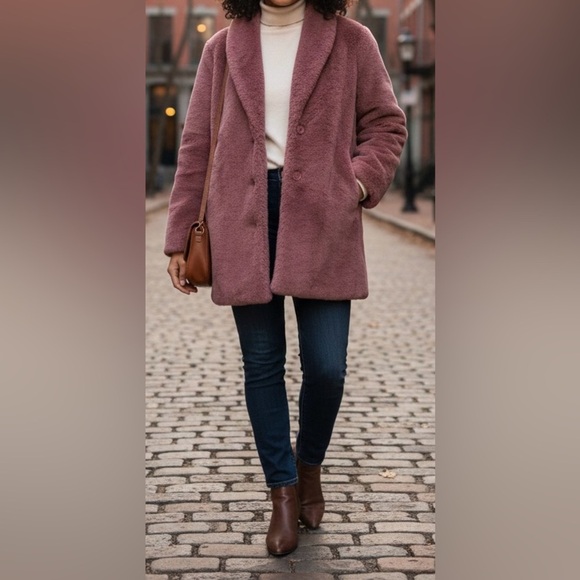 Kensie Jackets & Blazers - Kensie Faux Fur Coat- Dusty Rose